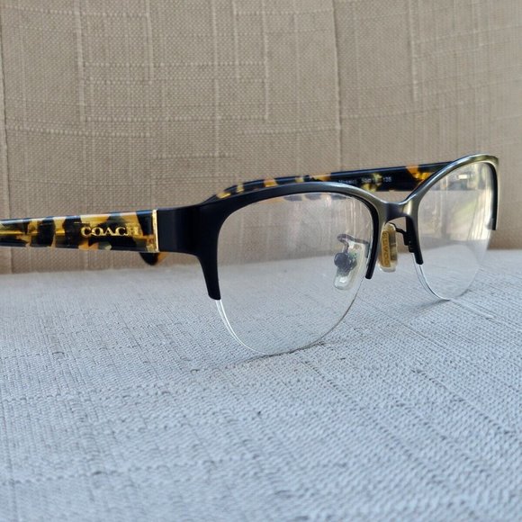 Coach Accessories - Coach Women Eyeglasses Half Rim Frame Satin Black/Honey Mosaic 50[]18 135 Glasse